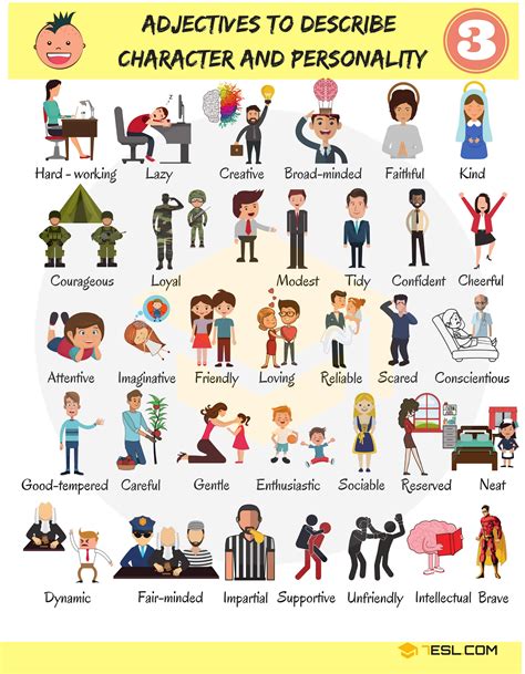 English Adjectives For Describing Character And Personality Eslbuzz