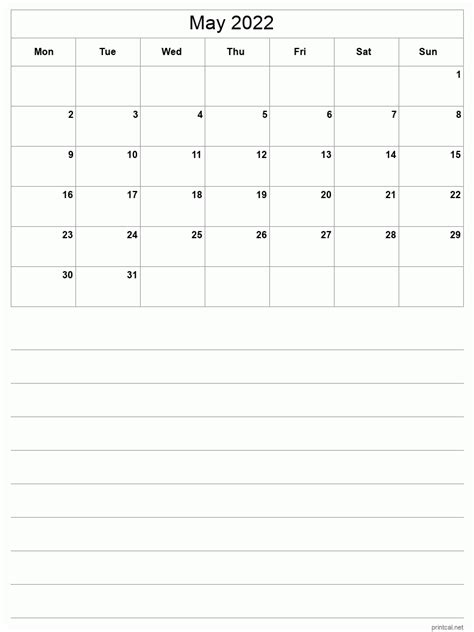 Printable May 2022 Calendar Free Printable Calendars