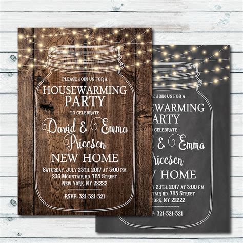 Housewarming Party Invitation Mason Jar Invites Party Ligts Etsy