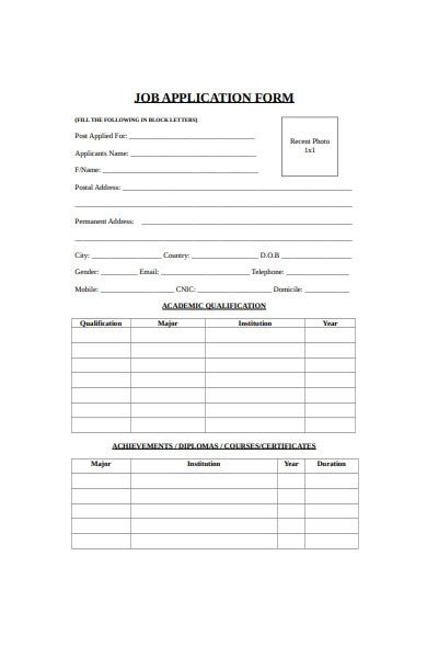 Free 51 Job Application Forms In Pdf Ms Word Doc