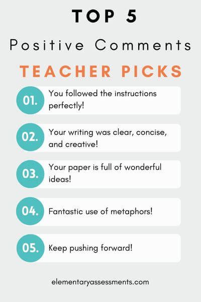 155 Quick And Positive Teacher Comments For Student Writing