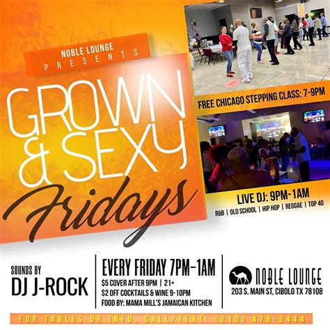 Grown And Sexy Fridays Noble Lounge Cibolo July 8 To December 17