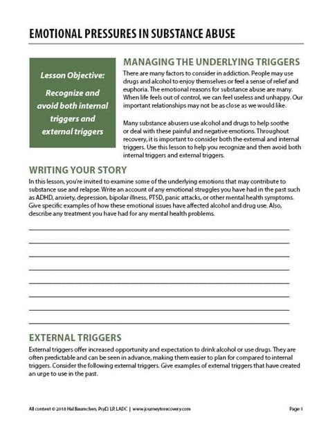 Emotional Triggers Worksheet Chart Sheet Gallery