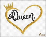 Corazón de reina con diseño de bordado de corona diseño de | Etsy