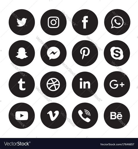 Black Social Media Icons Set Download A Free Preview Or High Quality