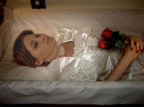 woman in her open casket at a fantasy funeral crop pictures dead bride beauty