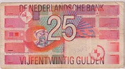 Netherlands 25 gulden used currency note - KB Coins & Currencies
