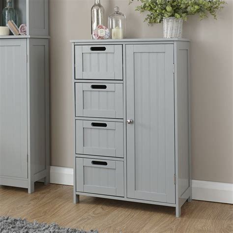 A White Wooden Free Standing Bathroom Cabinet With 4 Deep Drawers A