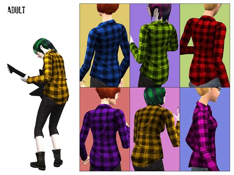 Mod The Sims Flannel Shirts 6 Colors Tops For Yfaf And Tf