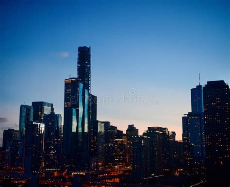Chicago Skyline At Twilight 3 Stock Photo Image Of County Pier