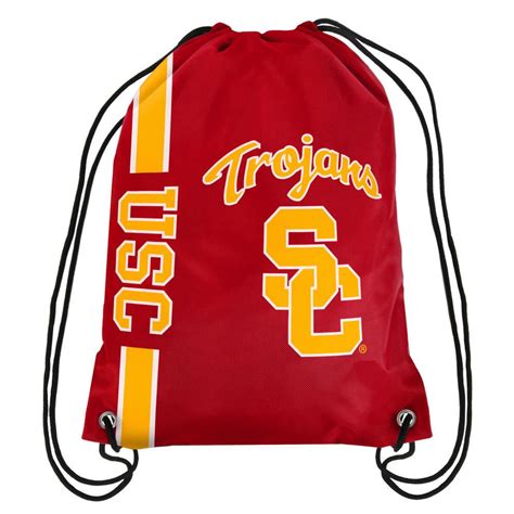 Ncaa Usc Trojans Big Logo Side Stripe Drawstring Backpack Backsack