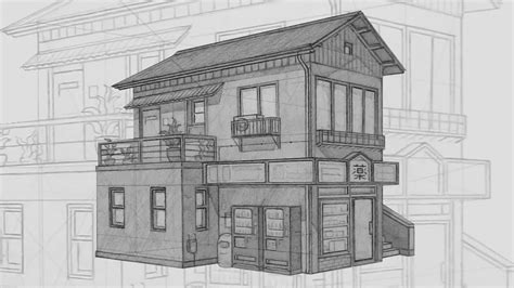 How To Draw A Japanese Building In Perspective Tutorial Youtube