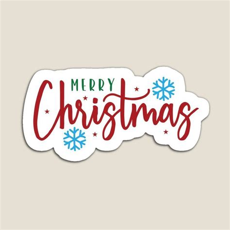 Merry Christmas Sticker With Snowflakes On It