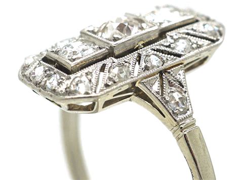 Art Deco 14ct Gold Diamond Rectangular Ring 908N The Antique