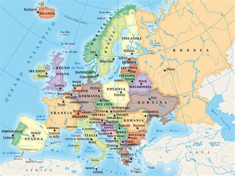 Stati Europei E Capitali Geografia Mondo Mappa Europa