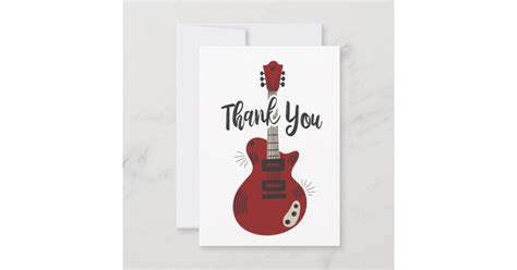 Rock N Roll Guitar Flat Thank You Card Zazzle