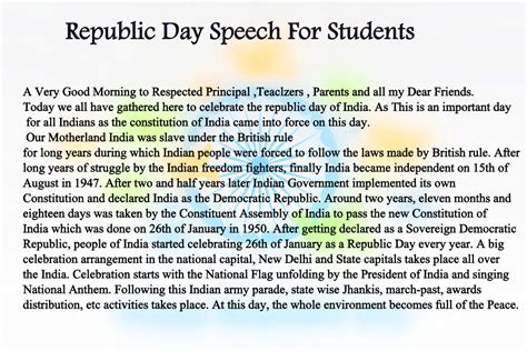 List Bark Republic Day Speech In English For Students