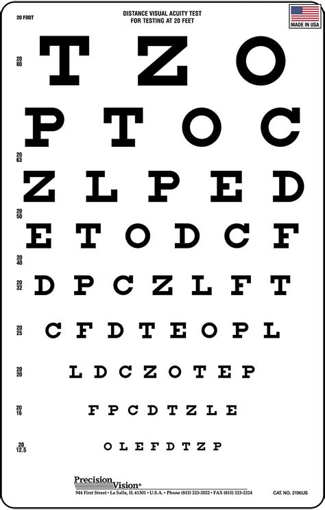 Amazon Snellen Vision Eye Test Chart Ft Meter Distance