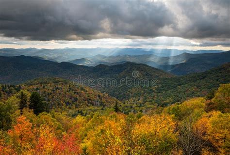 Blue Ridge Parkway Autumn Appalachian Mountains Sunset Western Nc Stock