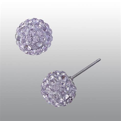 Pave Purple Crystal Ball Stud Earrings Jewelry Earrings