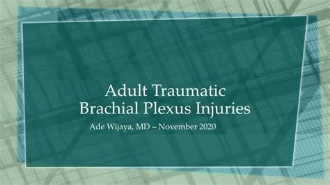 Adult Traumatic Brachial Plexus Injuries Guide Ppt