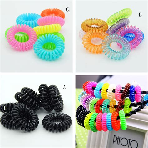 10pcs Multicolor Elastic Hair Bands Spiral Shape Ponytail Hair Ties Gum