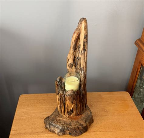 Driftwood Candle Holder With Base Etsy Uk