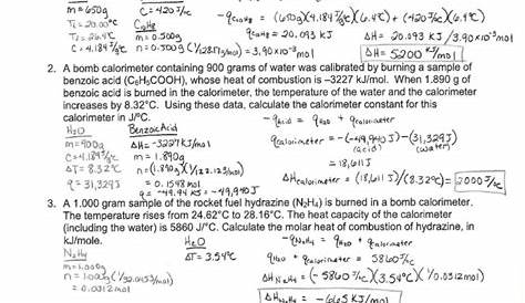 heat and calorimetry worksheets