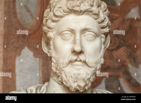 Rome Italy Portrait Bust Of Roman Emperor Marcus Aurelius In The