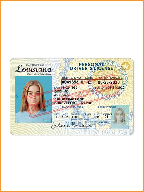 Louisiana Driver License Psd Template For Blank Drive