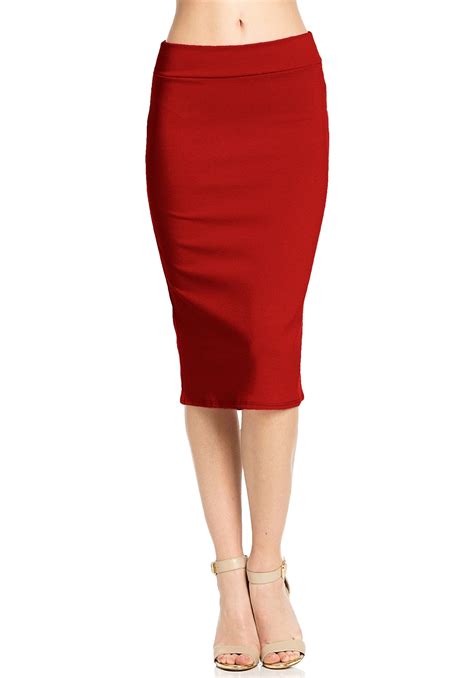 High Waist Simple And Elegant Knee Length Fitted Pencil Skirt 1399