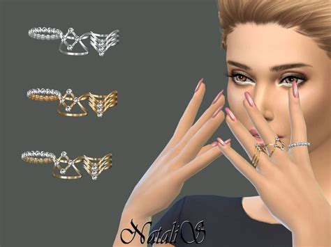 Dazzling Crystal Rings Set For Left Hands Found In Tsr Category Sims