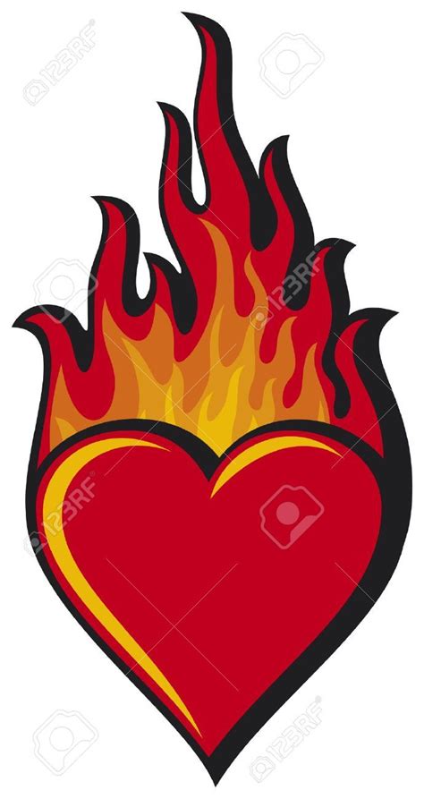 Heart With Flames Tattoo Heart On Fire Tattoo Design 23 Latest Fire