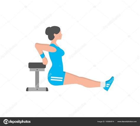 Woman Doing Triceps Dip Exercise On Bench ⬇ Vector Image By © Volykievgenii Vector Stock 165864814