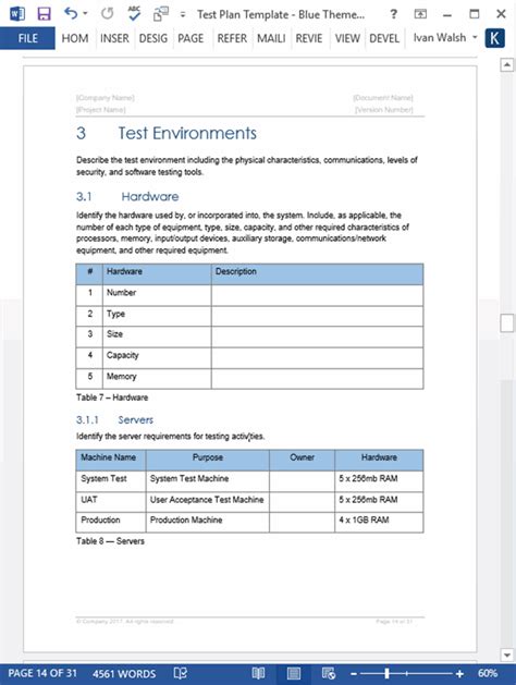 Test Plan Templates Templates Forms Checklists For Ms Office And