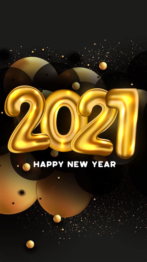 2021 Golden Balloons Happy New Year Wallpaper