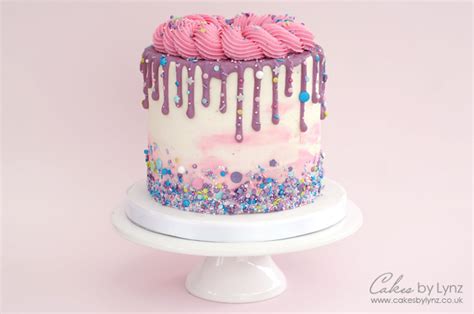 Coloured Sprinkle Drip Cake With Buttercream Swirls Tutorial Cakes By