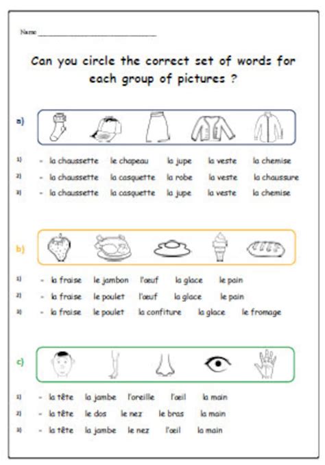 Beginner French Worksheets For Kids