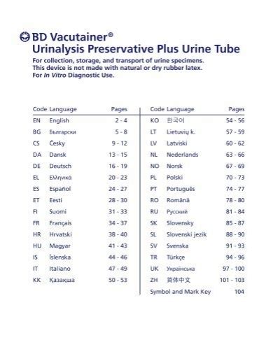 Vacutainer Urinalysis Preservative Plus Urine Tube Bd