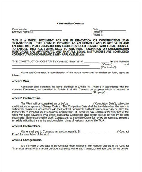 Contractor Service Agreement Template Free Hq Template Documents