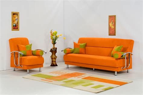 Decorating Ideas Using Orange Sofa In Living Room Freshnist