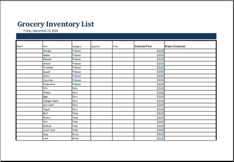 Grocery Inventory Templates 7 Free Printable Xlsx And Docs Excel