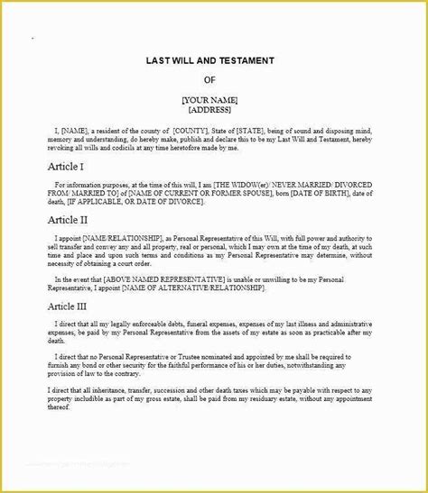 Last Will And Testament Free Template Of 39 Last Will And Testament