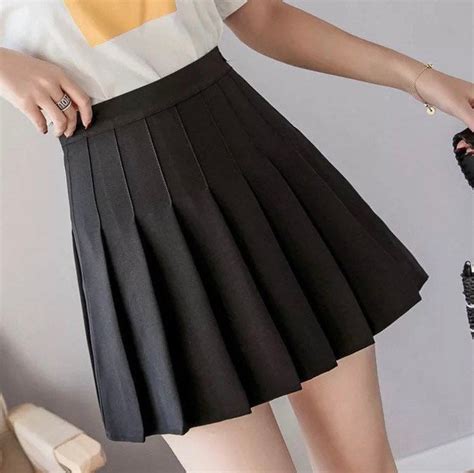 Black Pleated School Mini Skirt Etsy Black Skirt Outfits Pleated
