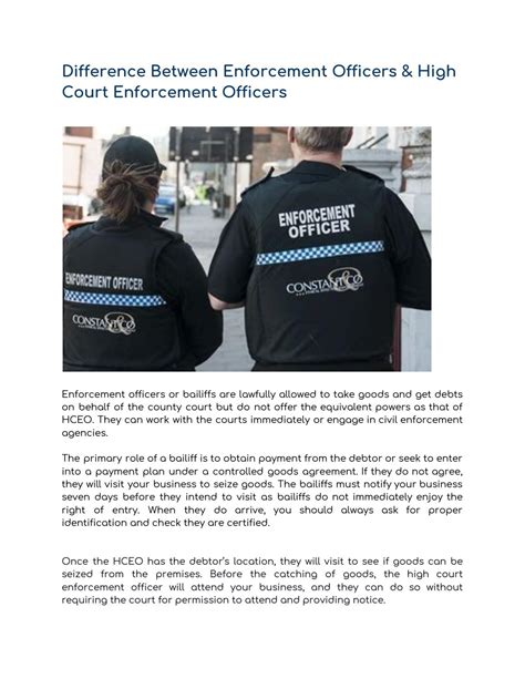 Difference Between Enforcement Officers And High Court Enforcement