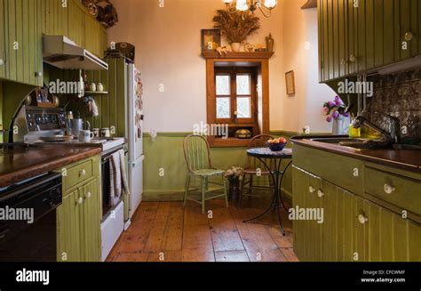 The Kitchen Room In An Old Circa 1850 Canadiana Cottage Style Fieldstone CFCWMF 