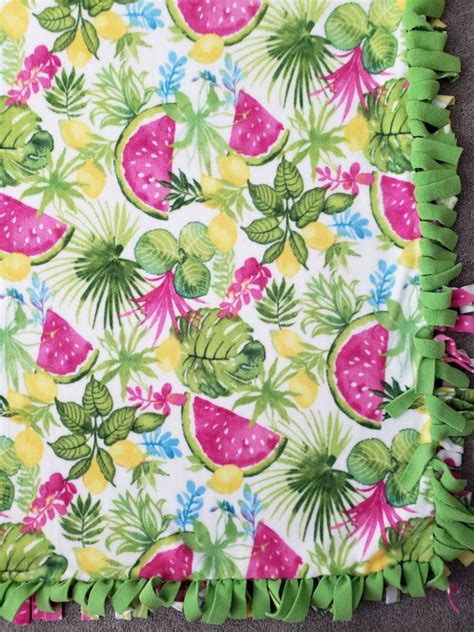 Watermelontropical Foliage Plush Fleece Blanket By Willowvale Etsy Uk