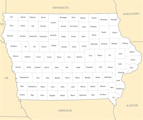Printable Iowa County Map Printable Map Of The United States