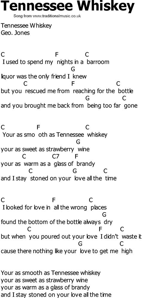 Old Country Song Lyrics With Chords Tennessee Whiskey Hot Sex Picture