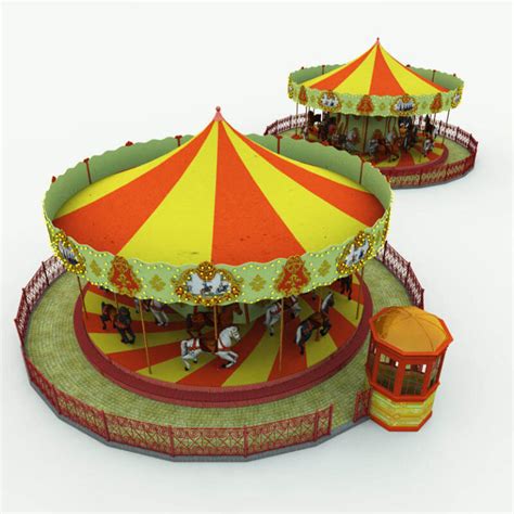 Carousel 3d Model Completes Your 3d Carnival Or Amusement Park Project